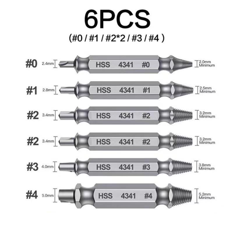 6 Counts Set Damaged Screw Extractor Set,Double Head Extraction Design ...