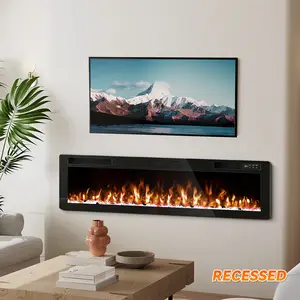 Electric Fireplace for Living Room in-Wall Recessed and Heater with Multicolor Flame,Timer,750/1500W,Touch Screen & Remote Control household warmer