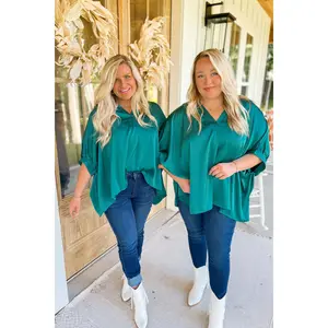 Danbury 1/2 Sleeve Satin Front Placet Top *FINAL SALE*