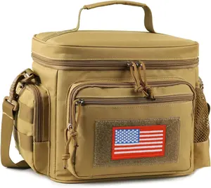 ATRIPACK Lunch Box for Men, Tactical Lunch Bag MOLLE Webbing Leakproof Insulated Large Lunch Cooler Women Adult Meal with Adjustable Shoulder Strap Durable Lunch Pail (Brown)