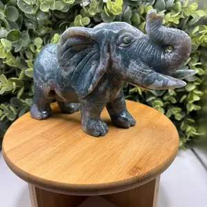 Moss Elephant with Druzy Carving
