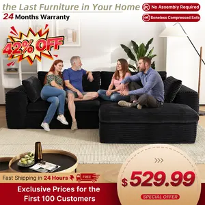 【Hot Sale&Free Shipping】【2 Packages Shipping】Modular Sectional Couch,Compression Sofa Corner Sofa with Chaise,L Shaped Couches for Living Room Bedroom,Couch in A Box,No Assembly Required.