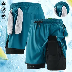 Summer Men's Double Exercise Shorts, 2-in-1 Running Shorts and Outdoor Casual Shorts, perfect for fitness and running