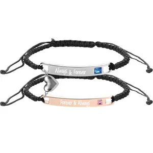 September Laurel Adjustable Couple Bracelet Set, Heart Rate Bracelet & Rose Gift Box, Fashion Bracelet for Couples, Daily Clothing Decor, Trendy All-match & Exquisite Jewelry for Birthday Love Gift, Heart Charm Bracelet Christmas Gift Valentine's Day