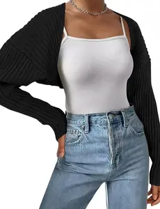 Cropped Cardigan Shrugs for Women Bolero Open Front Crop Sweater Long Sleeve Cardigan Fall Outfits Knit Tops Clothes