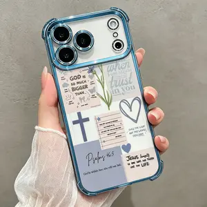 Christian Faith iPhone Phone Case for iPhone 11 12 13 14 15 16 17 Pro Max Air Pink White Soft Silicone Protective Cover Trendy Phone Accessories Gift DDSJ260518015 Rustic Shockproof