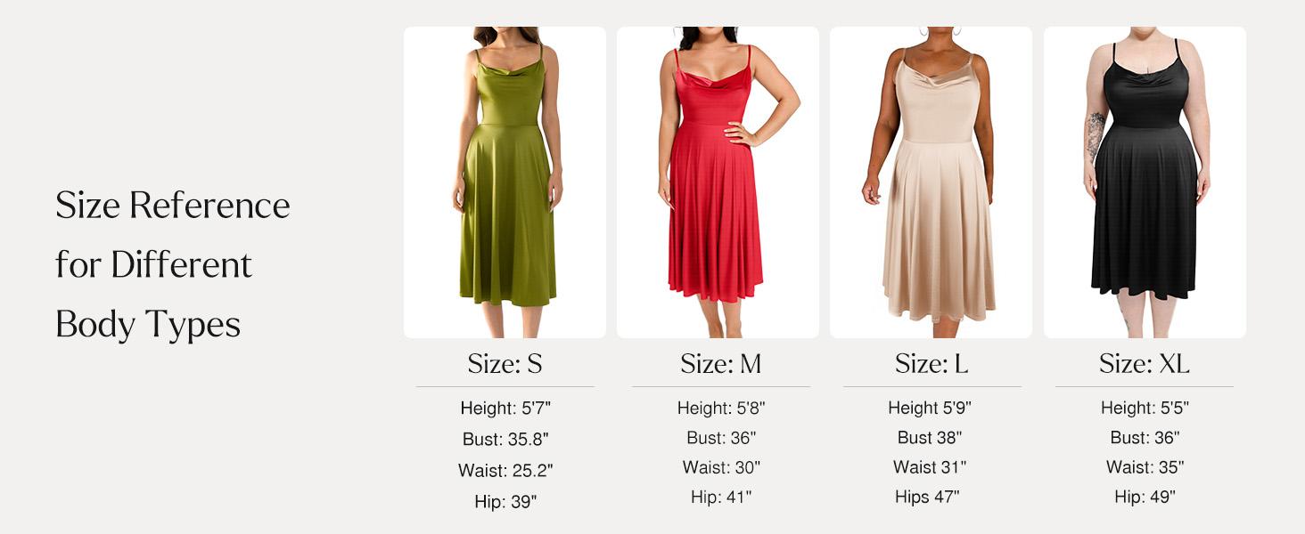 Popilush Satin Cowl Neck Spaghetti Strap Midi Swing Dress - Casual Breathable Elastic Fabric for Everyday Womenswear Feminine Adjustable Mesh