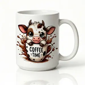 1pc Highland Cow Coffee Time -Birthdays - Perfect Gift for Valentine's Day, Easter, Mother's Day,Highland Cow Mug, Coffee Mugs,Coffee Cup for Cow Lovers, Unique Birthday Anniversary Present for Her