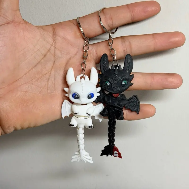 NEXPRINT 3D Articulated Dragon Duo Keychains, Fantasy Quirky Playful Whimsical Fashion Costume Jewelry Accessory, Unique Gift Idea for Loved Ones