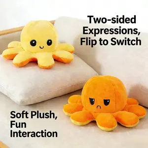 2026 New Dual-Face Expression Octopus Plush Toy, Soft Fluffy Flip Eight-Legged Doll, Soft Stuffed Doll, Kids Fun Interactive Toy, Soft Cuddly Gift, Stress Relief Gift