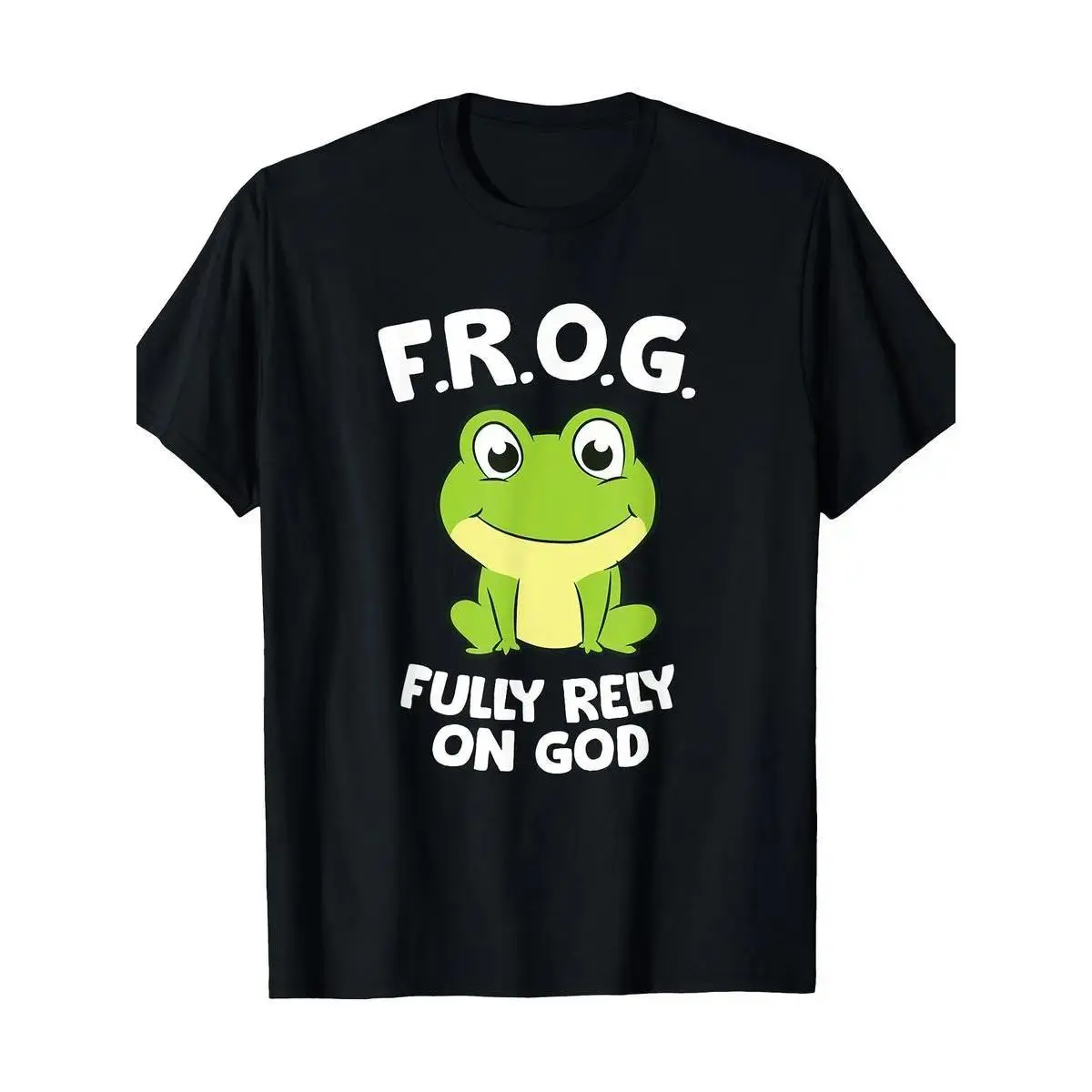 Cute frog completely rely on God Christian frog T-shirt, men's T-shirt