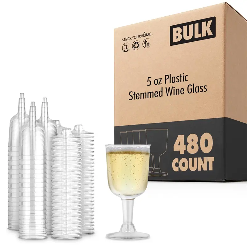 5 oz Plastic Stemmed Wine Glass (480 Pack) - TikTok Shop