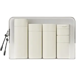 5pcs Travel Cream Dispenser Bottles Set Travel Bottles Toiletry Containers Set, TSA Approved, Travel Essentials Organiser Tin Beige