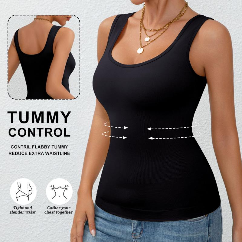 Women's Tummy Control Shapewear Tops - Backless Shirt-Style Tank Tops with Smoothing Waist & Abdominal, Sleeveless Layering Garment for Postpartum, Gym, or Casual Attire (No Underwire, Machine Washable)