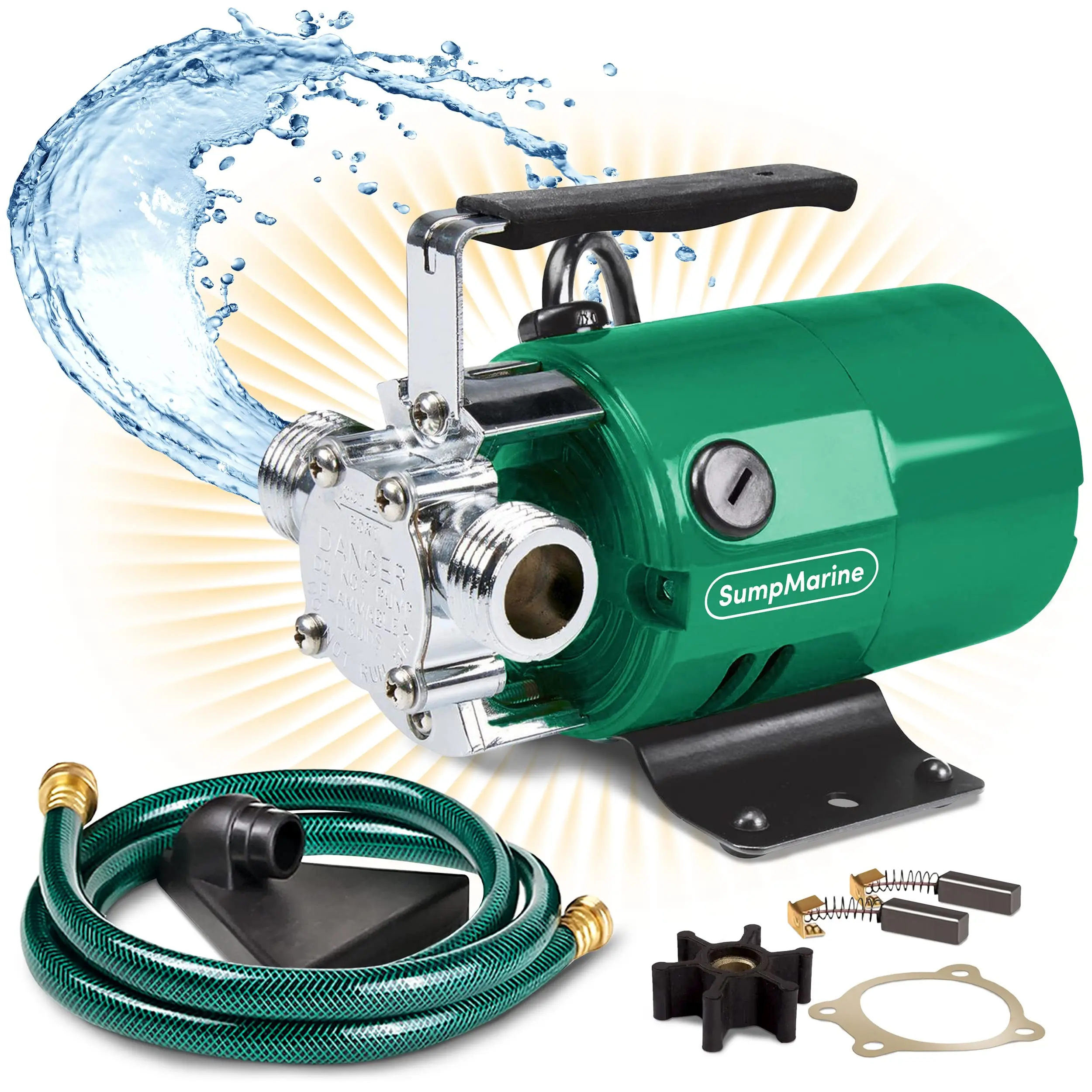 SumpMarine Water Transfer Pump 115V 330 GPH - Portable Electric Utility Pump with 6' Hose Kit for Pools, Rain Barrels, Aquariums