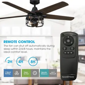 52 Inch Kolkata Industrial Ceiling Fan, Downrod Mount, Reversible Quiet Motor with Dimmable LED Lighting & Remote Control for Living Room Garage
