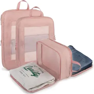 Expandable Double-Sided Compression Packing Cube,3 Set Lightweight Double Deck Organizer Bag Carry  Luggage Backpack Suitcases,Women Travel Accessories for Separate Clean and Dirty Clothes