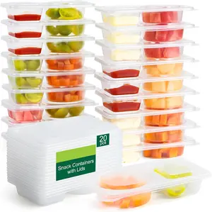 20 Set Reusable Snack Containers with Lids - Double Compartment Stackable Airtight Food-Grade Microwaveable for Meal Prep Portion Control