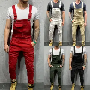 baggy sweatpants men  Men's Denim Dungaree Bib Overalls Jumpsuits Biker Jeans Pants Trousers Plus Size Mens Casual Overalls