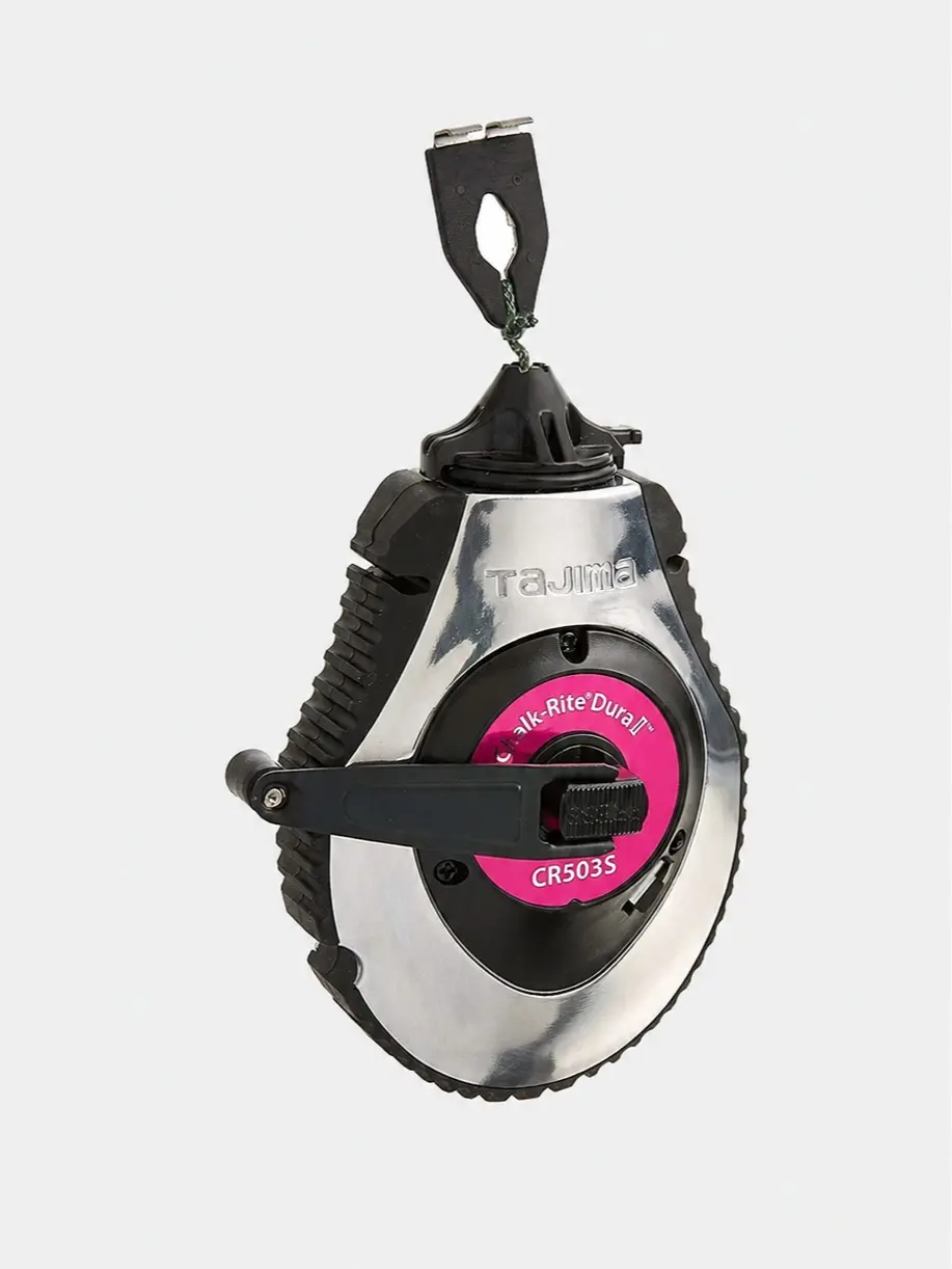 Tajima Chalk-Rite Dura Chalk Line Reel - 100 ft, 1.8 mm Extreme Bold Marking Line for Framing Jobs on Wood/Concrete