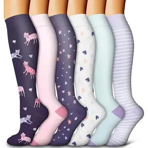 6 Pairs/Lot Compression Socks Colorful Animals Hiking Basketball Football Varicose Pressure Nylon Stockings Men Women drop ship