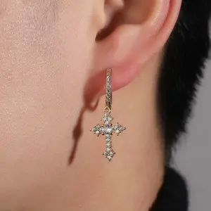 Y2k zircon simple mini cross earrings hip-hop men and women personality fashion earrings couple gift party jewelry