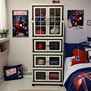 5-layer multi-purpose foldable storage cabinet suitable for living room, kitchen, bedroom, bathroom,basement,garage,balcony,closet,entryway,3-layer storage cabinets+1 Layer wardrobe household storage and organizing tool>locker>closet storage