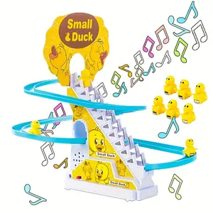Rubber Duck Music and Light Climbing Toy, Interactive Stairs Slide Game for Family Fun and Parties, Perfect Kids Gift Set of 6 Ducks