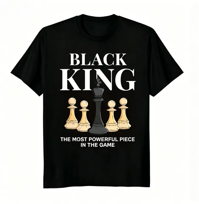 100% Cotton Black King The Most Powerful Piece In The Game Chess T-Shirt