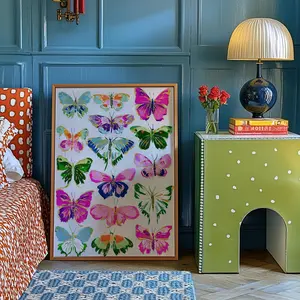 Wall Art, Colorful Butterfly Poster Unframed , Dopamine Decor, Grandmillennial Coquette Bedroom, Maximalist Boho Cottagecore Home, Eclectic Wall Décor