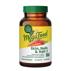 MegaFood Skin, Nails & Hair 2-Supports a Healthy Complexion, Nails and Hair*. Vitamin A, C, Zinc & Biotin. 30 Servings