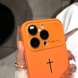 Bible Psalms Cross Pattern Dopamine Ins Style Solid Color Phone Case with Ultra Skin friendly Touch, All Inclusive Lens Phone Case Suitable for iPhone 17 16 15 14 13 12 Pro Max Air Christian