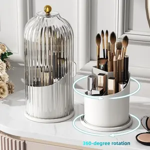 Rotating Electric Toothbrush Holder with Cover, Dustproof Toothpaste Rack, Bathroom Vanity Storage Box, Suitable for toothpaste and makeup brushes - suitable for dressing table and sink areas, Dustproof Toothbrush Holders, Bathroom Accessory