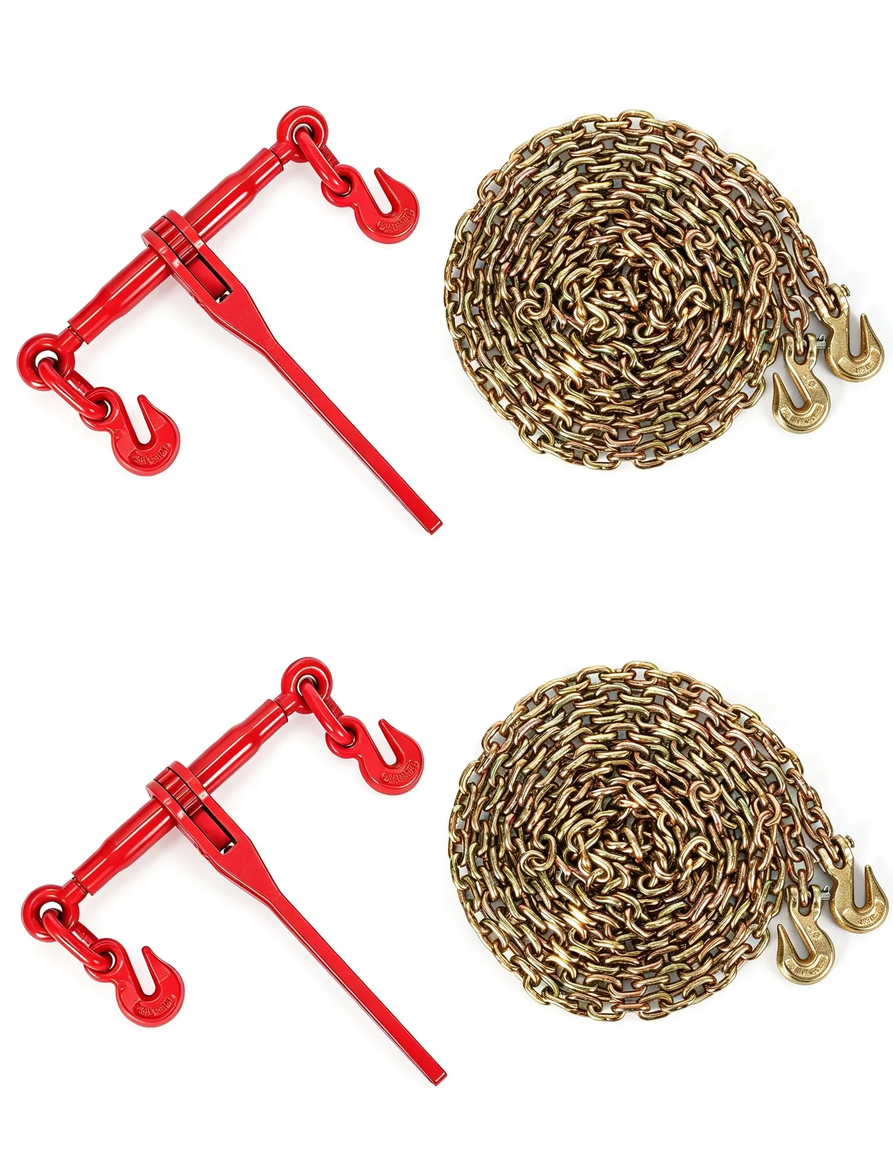 Garvee Heavy Duty Ratchet Chain Binder and Chain Kit Set, Includes 2 Load Binders and Chains Ranging 5/16'' to 1/2'' Diameter, Grade 70 Ratchet Load Binders for Secure Cargo Tie-Downs, Durable and Reliable for Transport