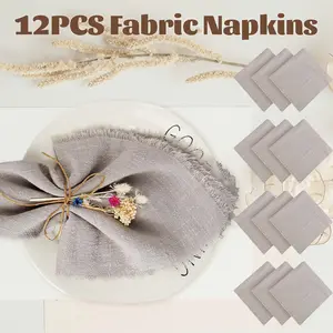 12 Pcs Tassel Fabric Napkin, Home Kitchen Table Decoration, Suitable for Restaurant, Wedding, Banquet, Party Decoration Cutlery Tableware
