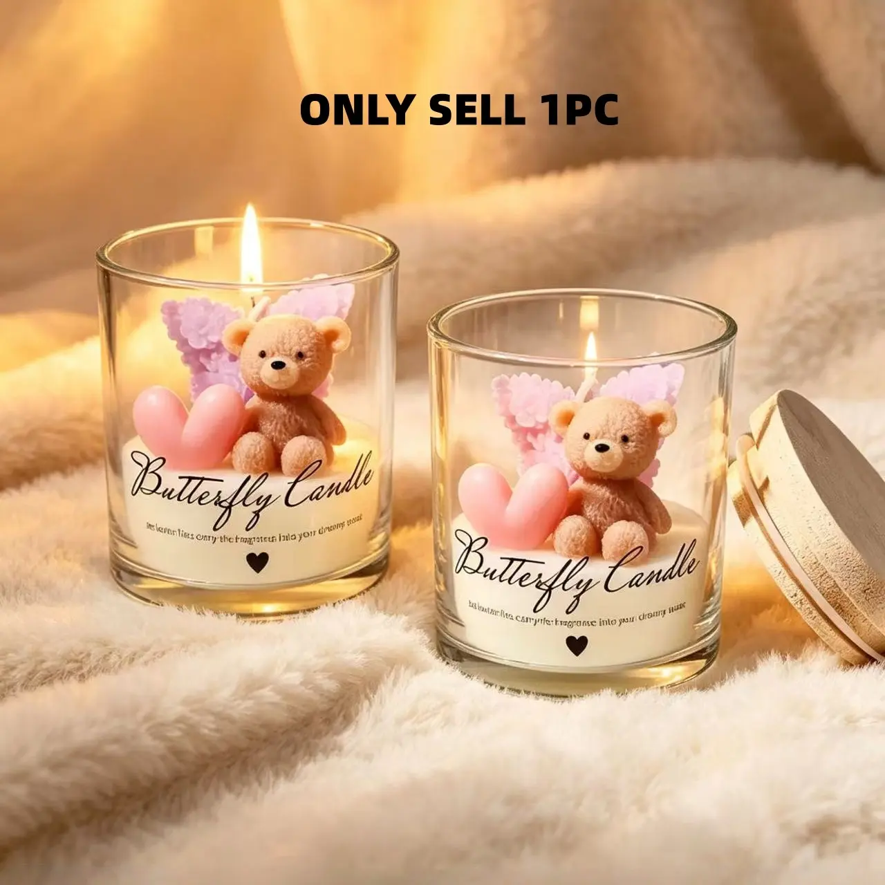 Cute Bear Butterfly Candle Cup, Aromatherapy Scented Wax Candle, Bedroom Decor, Gift Idea, Perfect for Creating Cozy Atmosphere