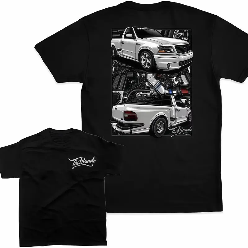 Men's Trokiando T-Shirt - Soft Casual Short-Sleeve Tee with Black Automotive Lightning Graphic for Truck Lovers, Male Clothing, Automotive Graphic Decal Men's Short-Sleeve T-Shirts, Black Lightning Graphic Men's Short-Sleeve T-Shirts