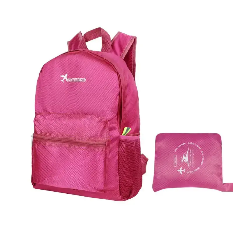 Lmagice Lightweight foldable backpack outdoor mountaineering bag travel backpack rose red