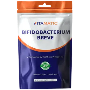 Vitamatic Bifidobacterium Breve Probiotic Powder 100 Grams for Digestive Health Support GMP Assured 100 Servings Dietary Supplement