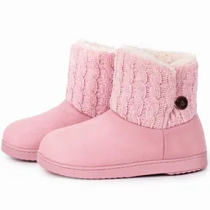 Women's Warm Chenille Knit Bootie Slippers with Memory Foam Footbed and Durable Rubber Sole - Girl, warm slippers
