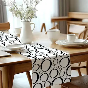 Modern Minimalist Black Brushstroke Circle Table Runner, Zen Enso for a Chic Halloween or a Contemporary Home Decor