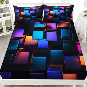 Bed Sheet Set (1 Fitted Sheet + 2 Pillowcases), Modern Style, Comfortable and Aesthetic, Suitable for Dorms and Hotels, All Seasons