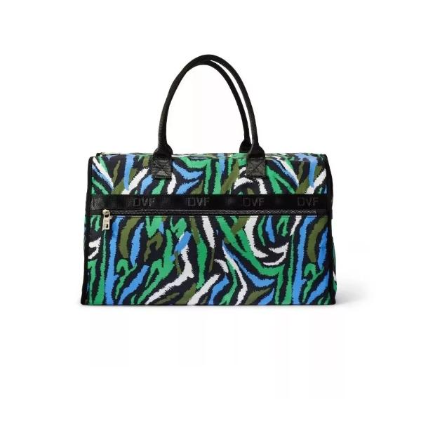Diane Von Furstenberg DVF X Target Disco Zebra Green Weekender Overnight Bag NWT with Bold Zebra Print Design Compact Travel Bag