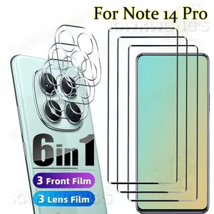 KAYKWONG'S 3-Piece High-Quality Tempered Glass Screen Protector and 3-Piece Lens Protector for Xiaomi Redmi Note 14 Pro/14 Pro+/14 Pro 5g, 9h Hardness, Anti-Scratch, Bubble-Free, Full Coverage