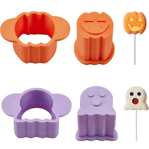 Halloween Cake Pop Cutter and Pusher, 3D Printed Cakepop Molds Pumpkin & Ghost Shapes, Cake Pop Cookie Mold Press for Party Treats&Home Use, Baking Moulds For Desserts