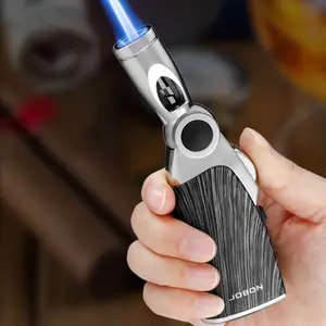 Small Metal Torch Lighter, Portable Gas Igniter, Strong 3-Hole Windproof Jet Flame, Refillable Butane, With 8mm Hole Opener, Ideal For Smokers, Outdoor Camping, Hiking, Candle Lighting, Grill BBQ And Daily Ignition Use (Without Fuel)
