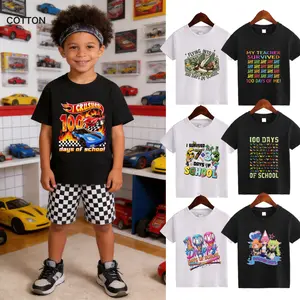 100 Days Of School 100 Days Smarter 100th Day Kids T-Shirt Funny Boys Girls Cotton Summer Tee