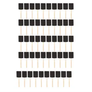 50 Pcs 2 Inch Foam Sponge Wood Handle Paint Brush Set, Great for Acrylics, Stains, Varnishes, Crafts, Art
