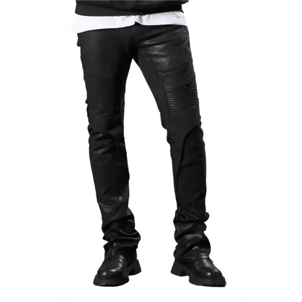 W by waimea coated biker stacked denim