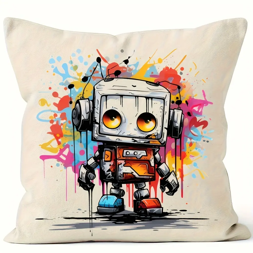 Vibrant Graffiti Robot DTF Stickers Set, Colorful Vinyl Material, Ideal for Iron-On Designs & Decor, Durable Sewing Supplies
